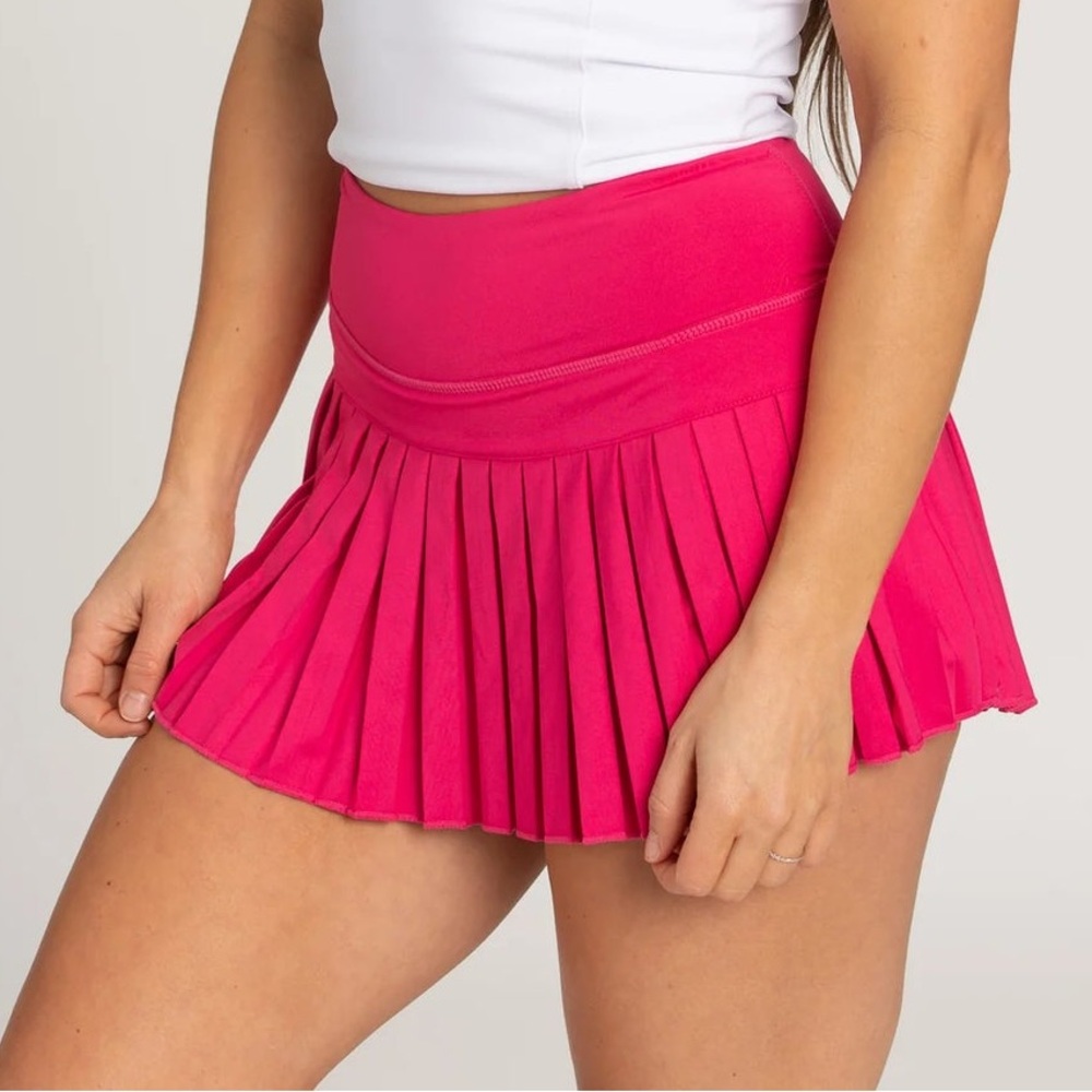 Gold Hinge Hot Pink Pleated Tennis Skirt size XS Athleisure Athletic Tennis Prep